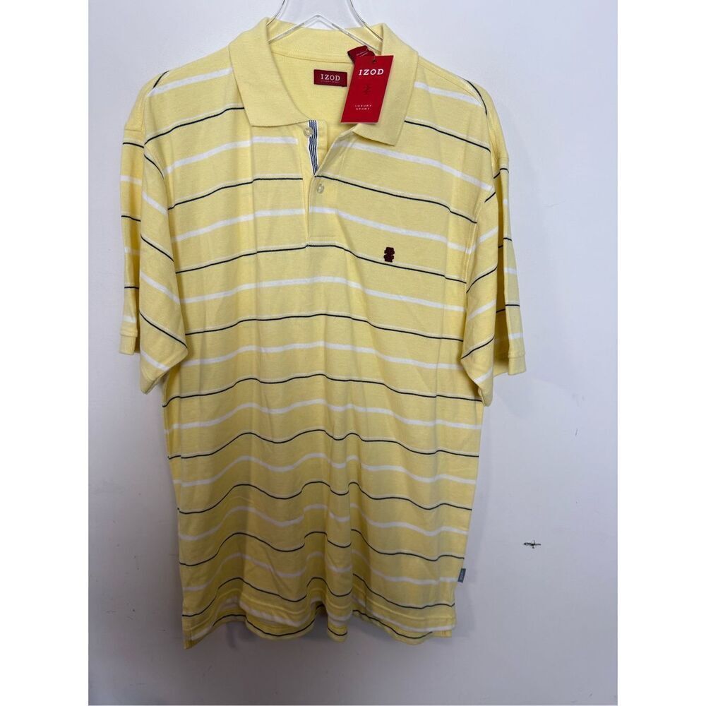 Chaps Men's Yellow Stripe Polo Large NWT